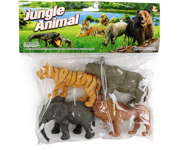 Jungle Animal 2: Tiikeri, Sarvikuono, Leijona ja Elefantti, 12cm